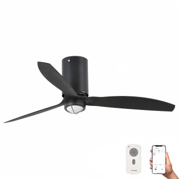 FARO 32043WP-10 - LED Lubinis ventiliatorius MINI TUBE FAN M LED/16W/230V juodas d. 128 cm SMART + valdymo pultas
