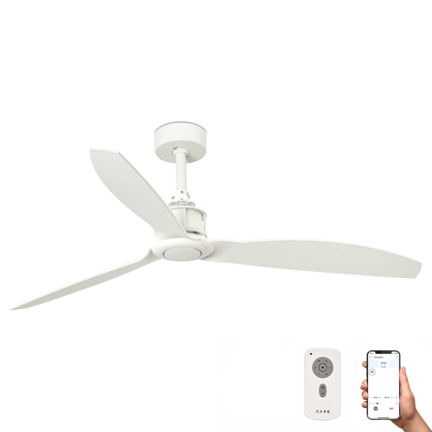 FARO 32101WP - Lubinis ventiliatorius JUST FAN M baltas d. 128 cm SMART + valdymo pultas