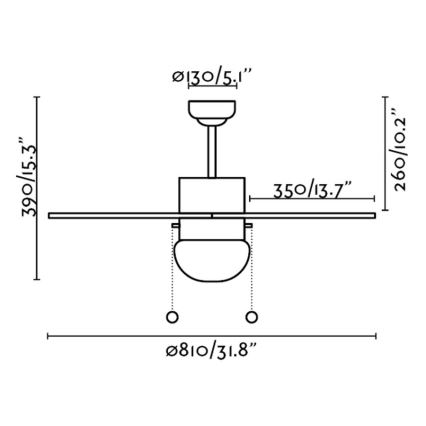 FARO 33179 - Lubinis ventiliatorius PALAO 1xE14/40W/230V