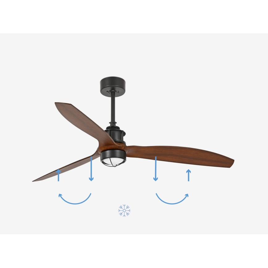 FARO 33395-10 - LED lubinis ventiliatorius JUST FAN LED/16W/230V juodas/rudas + nuotolinio valdymo pultas