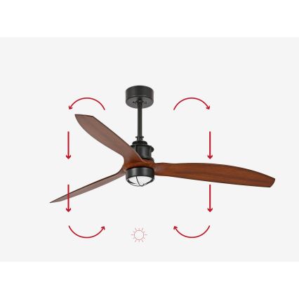 FARO 33395-10 - LED lubinis ventiliatorius JUST FAN LED/16W/230V juodas/rudas + nuotolinio valdymo pultas