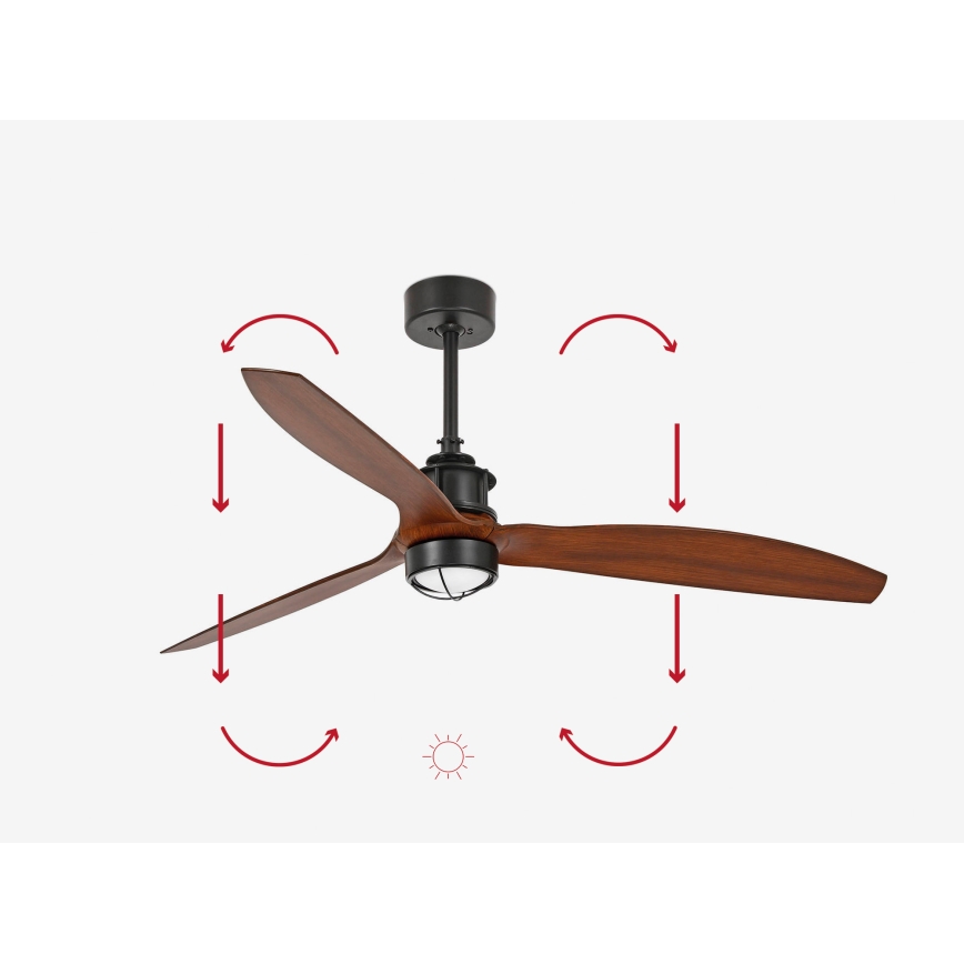 FARO 33395-10 - LED lubinis ventiliatorius JUST FAN LED/16W/230V juodas/rudas + nuotolinio valdymo pultas