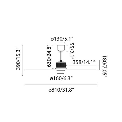 FARO 33425 - Lubinis ventiliatorius JUST FAN, skersmuo 81 cm + nuotolinio valdymo pultas