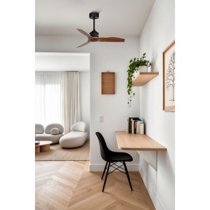 FARO 33425WT - Lubų ventiliatorius JUST FAN S skersmuo 81 cm ruda/juoda Wi-Fi Tuya + nuotolinis pultelis