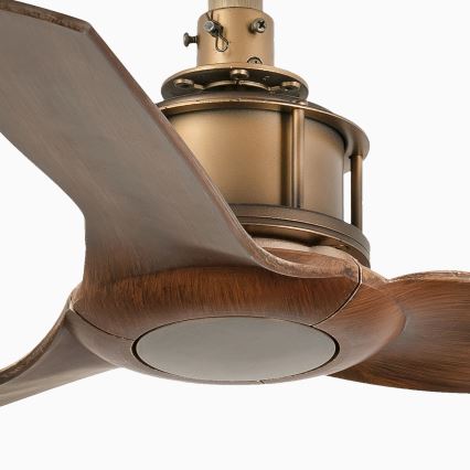 FARO 33428WT - Lubų ventiliatorius JUST FAN S, skersmuo 81 cm, ruda/žalvarinė, Wi-Fi Tuya + nuotolinio valdymo pultas