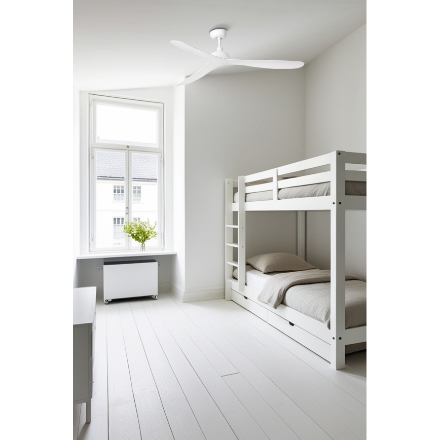 FARO 33446WT - Lubinis ventiliatorius GOTLAND L balta diametras 132 cm Wi-Fi Tuya + nuotolinio valdymo pultas
