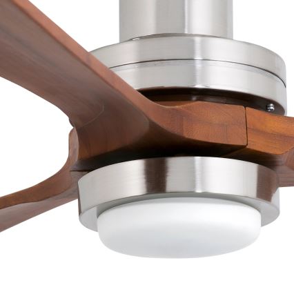 FARO 33518DC - LED lubinis ventiliatorius LANTAU LED/15W/230V matinis chromas/medis + nuotolinio valdymo pultas