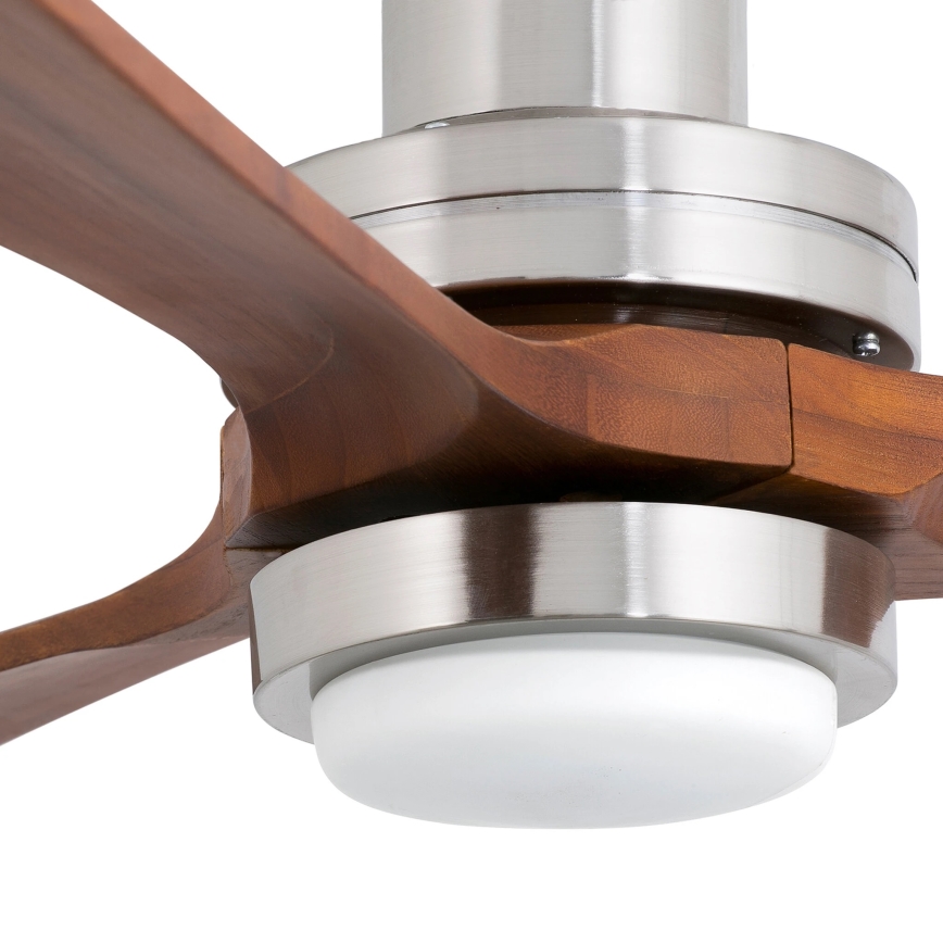 FARO 33518DC - LED lubinis ventiliatorius LANTAU LED/15W/230V matinis chromas/medis + nuotolinio valdymo pultas