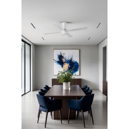 FARO 33756WT - LED lubinis ventiliatorius FRASER XL LED/16W/230V balta diametras 120 cm Wi-Fi Tuya + nuotolinio valdymo pultas