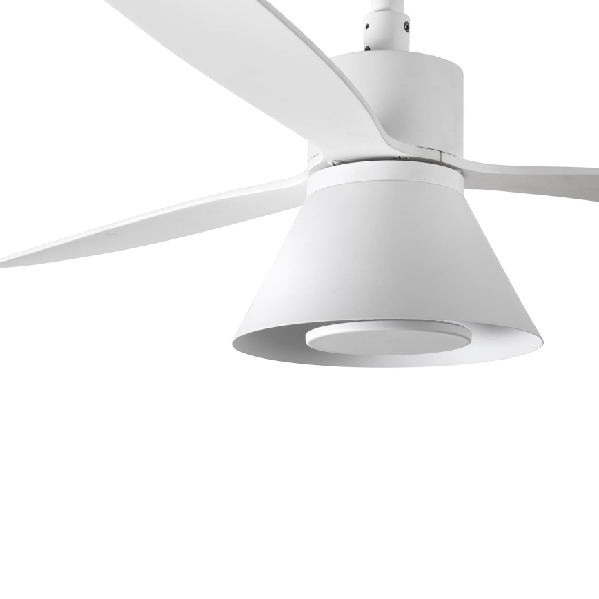 FARO 33760WT-22 - LED Reguliuojamas lubinis ventiliatorius AMELIA L CONE LED/20W/230V 2700/3500/5000K balta diametras 132 cm Wi-Fi Tuya + nuotolinio valdymo pultas