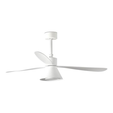FARO 33760WT-22 - LED Reguliuojamas lubinis ventiliatorius AMELIA L CONE LED/20W/230V 2700/3500/5000K balta diametras 132 cm Wi-Fi Tuya + nuotolinio valdymo pultas