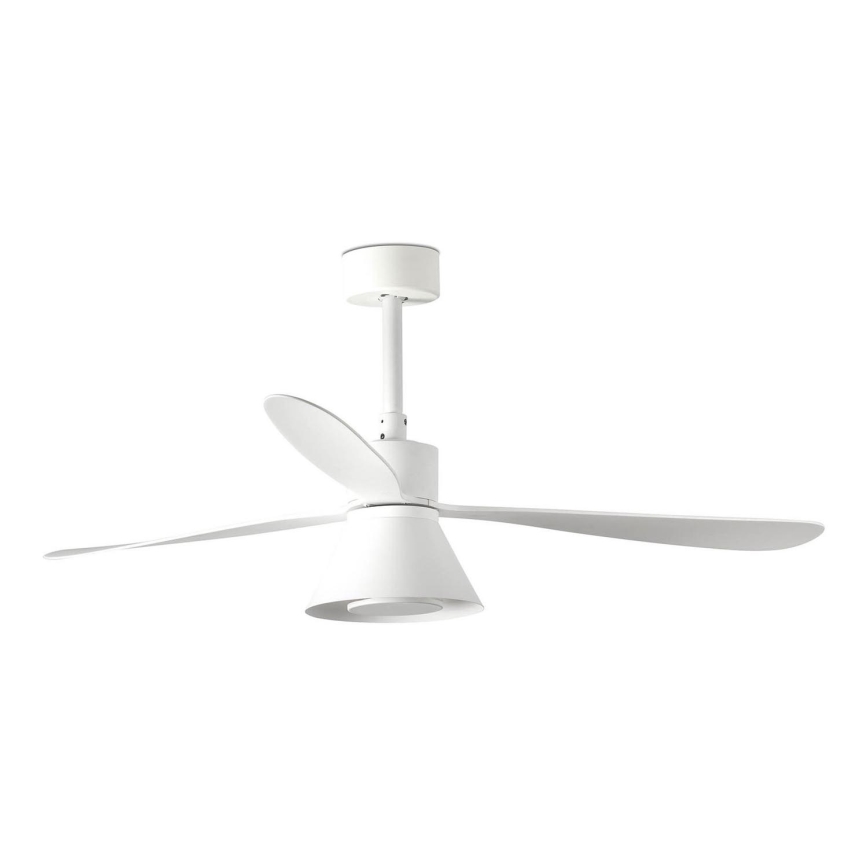 FARO 33760WT-22 - LED Reguliuojamas lubinis ventiliatorius AMELIA L CONE LED/20W/230V 2700/3500/5000K balta diametras 132 cm Wi-Fi Tuya + nuotolinio valdymo pultas