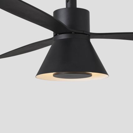 FARO 33761WT-23 - LED Reguliuojamas lubinis ventiliatorius AMELIA L CONE LED/20W/230V 2700/3500/5000K juoda diametras 132 cm Wi-Fi Tuya + nuotolinio valdymo pultas