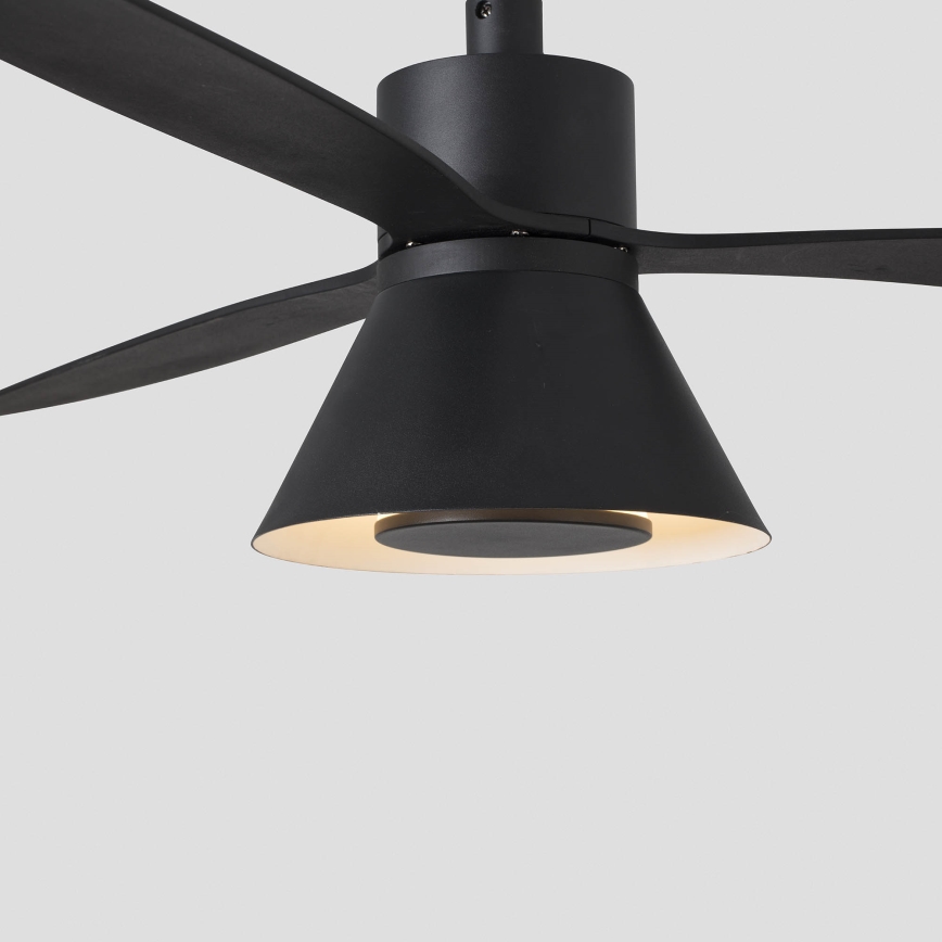 FARO 33761WT-23 - LED Reguliuojamas lubinis ventiliatorius AMELIA L CONE LED/20W/230V 2700/3500/5000K juoda diametras 132 cm Wi-Fi Tuya + nuotolinio valdymo pultas