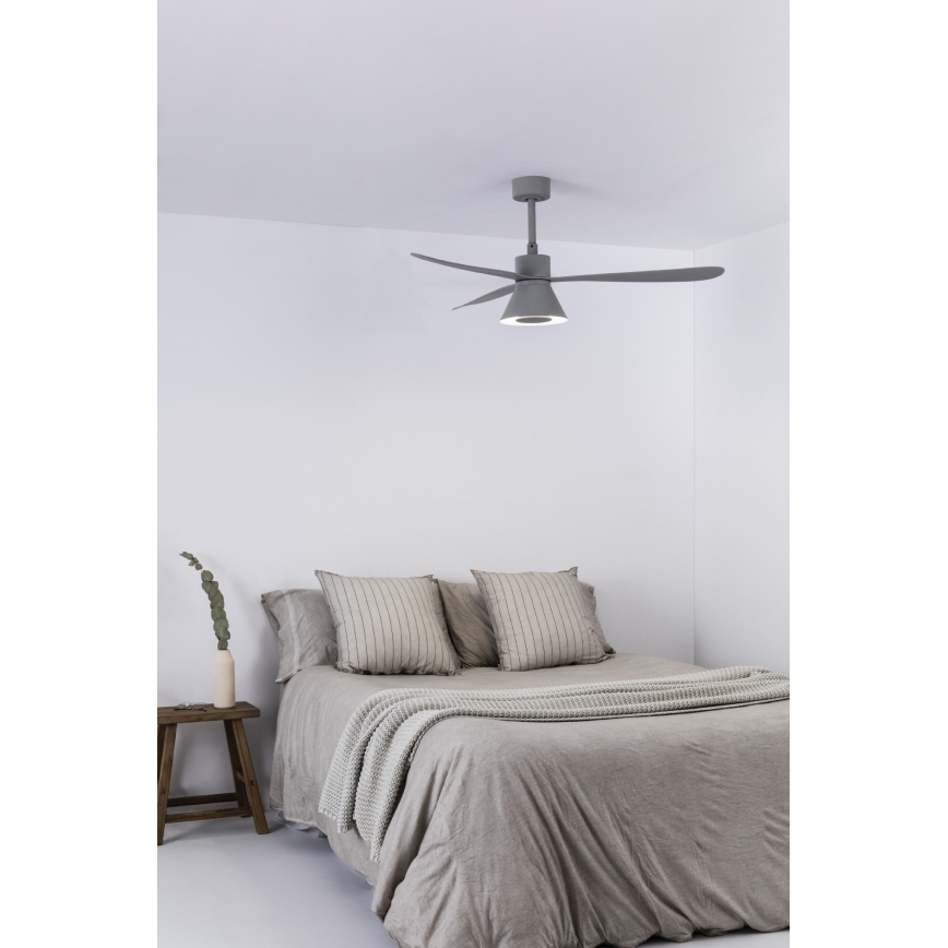 FARO 33762WT-24 - LED Reguliuojamas lubinis ventiliatorius AMELIA L CONE LED/20W/230V 2700/3500/5000K pilka diametras 132 cm Wi-Fi Tuya + nuotolinio valdymo pultas