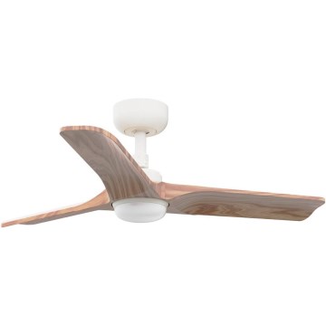 FARO 33805WT-1TW - Dimeriuojamas LED lubinis ventiliatorius HEYWOOD S LED/10W/230V 2700/3000/4000K mediena/balta skersmuo 90 cm Wi-Fi Tuya + nuotolinis valdymas