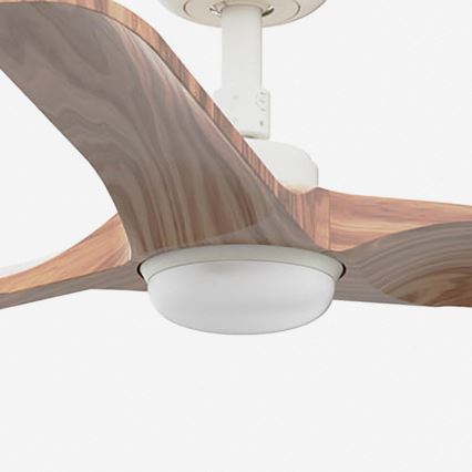 FARO 33805WT-1TW - Dimeriuojamas LED lubinis ventiliatorius HEYWOOD S LED/10W/230V 2700/3000/4000K mediena/balta skersmuo 90 cm Wi-Fi Tuya + nuotolinis valdymas