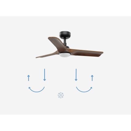 FARO 33806-1TW - LED Reguliuojamas lubinis ventiliatorius HEYWOOD S LED/10W/230V 2700/4000/6000K medis/juoda diametras 90 cm + nuotolinio valdymo pultas