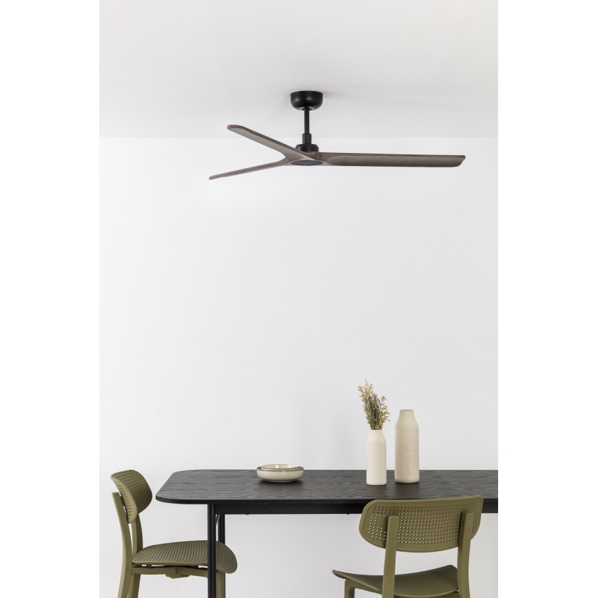 FARO 33809WT - Lubinis ventiliatorius HEYWOOD L medis/juoda diametras 132 cm Wi-Fi Tuya + nuotolinio valdymo pultas