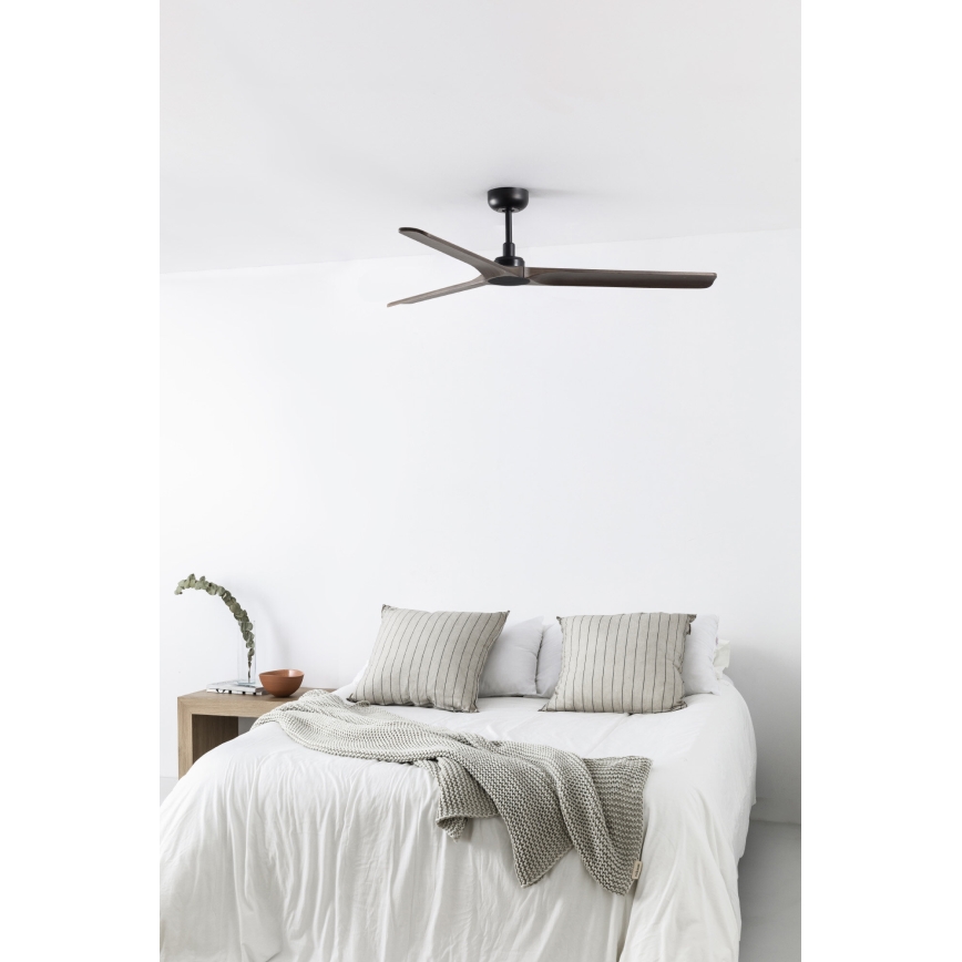 FARO 33809WT - Lubinis ventiliatorius HEYWOOD L medis/juoda diametras 132 cm Wi-Fi Tuya + nuotolinio valdymo pultas