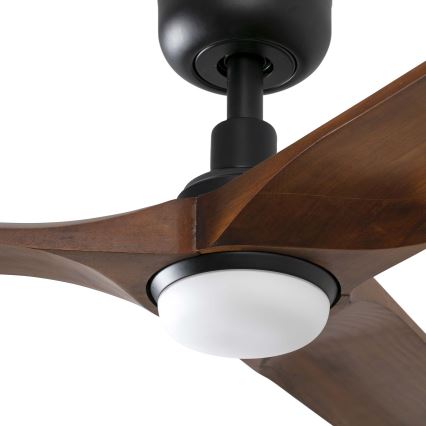 FARO 33809WT1S - LED lubinis ventiliatorius HEYWOOD L su reguliuojamu apšvietimu LED/10W/230V 2700/3000/4000K skersm. 132 cm medžio/juoda Wi-Fi Tuya + nuotolinis pultas