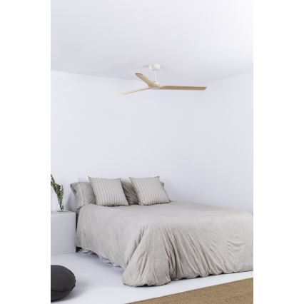 FARO 33810WT - Lubinis ventiliatorius HEYWOOD L mediena/balta skersmuo 132 cm Wi-Fi Tuya + nuotolinio valdymo pultas