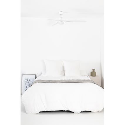 FARO 33814WT1S - Dimeriuojamas LED lubinis ventiliatorius PUNT M LED/18W/230V 2700/3000/4000K ø 132 cm balta Wi-Fi Tuya + su nuotoliniu pulteliu