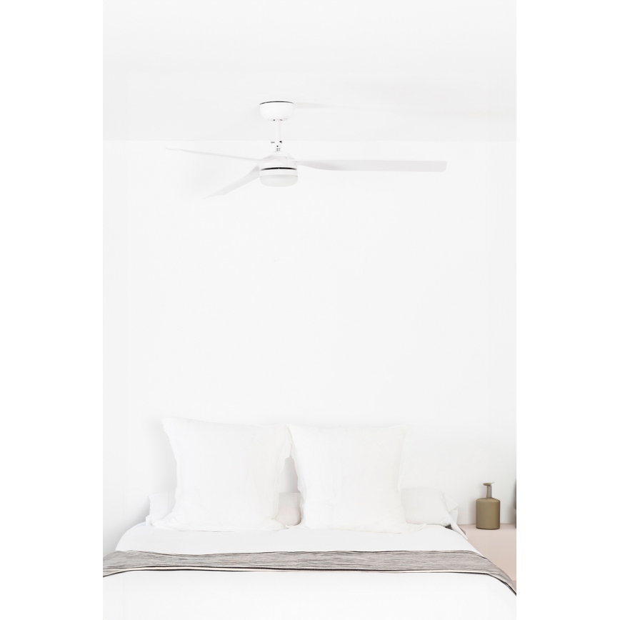 FARO 33814WT1S - Dimeriuojamas LED lubinis ventiliatorius PUNT M LED/18W/230V 2700/3000/4000K ø 132 cm balta Wi-Fi Tuya + su nuotoliniu pulteliu
