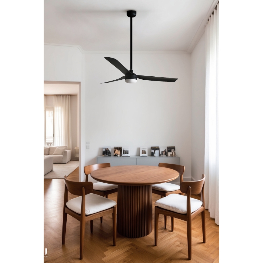 FARO 33815WT-21 - LED Reguliuojamas lubinis ventiliatorius PUNT M LED/18W/230V 3000/4200/6500K juoda diametras 132 cm Wi-Fi Tuya + nuotolinio valdymo pultas