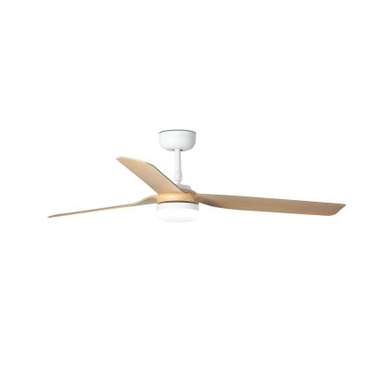 FARO 33816WT-20 - Dimeriuojamas LED lubų ventiliatorius PUNT M LED/18W/230V ruda/balta, skersmuo 132 cm Wi-Fi Tuya + nuotolinis valdymas