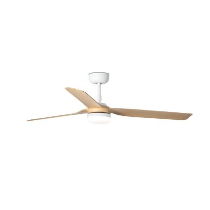 FARO 33816WT-20 - Dimeriuojamas LED lubų ventiliatorius PUNT M LED/18W/230V ruda/balta, skersmuo 132 cm Wi-Fi Tuya + nuotolinis valdymas