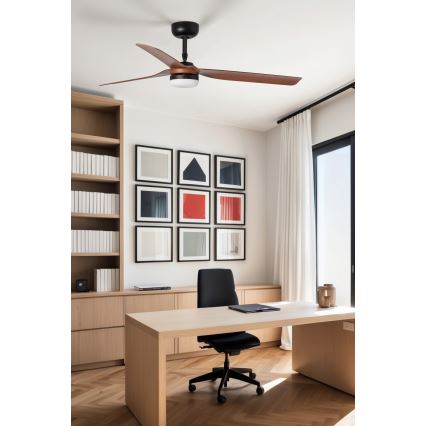 FARO 33817WT-21 - LED lubinis ventiliatorius su reguliuojama šviesa PUNT M LED/18W/230V ruda/juoda skersmuo 132 cm Wi-Fi Tuya + nuotolinis valdymas