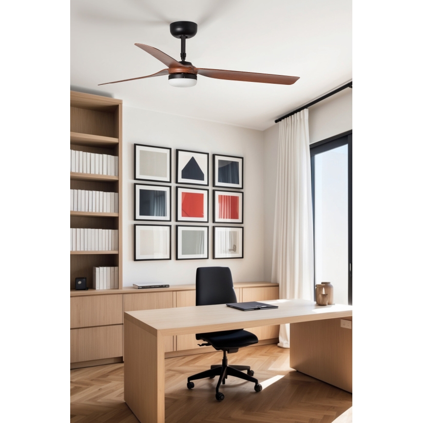 FARO 33817WT-21 - LED lubinis ventiliatorius su reguliuojama šviesa PUNT M LED/18W/230V ruda/juoda skersmuo 132 cm Wi-Fi Tuya + nuotolinis valdymas