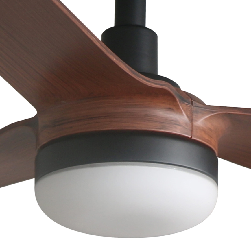 FARO 33817WT1S - dimeriuojamas LED lubų ventiliatorius PUNT M LED/18W/230V 2700/3000/4000K Ø 132 cm ruda/juoda Wi-Fi Tuya + nuotolinis valdymas