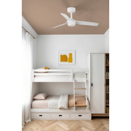 FARO 33820WT-1TW - LED Pritemdomas lubinis ventiliatorius MINI PUNT S LED/10W/230V 2700/4000/6000K balta diametras 90 cm Wi-Fi Tuya + nuotolinio valdymo pultas
