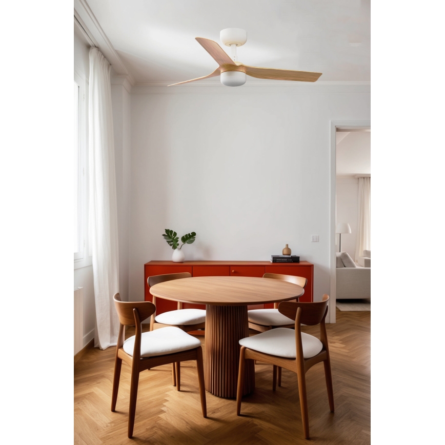 FARO 33821WT-1TW - LED Reguliuojamas lubinis ventiliatorius MINI PUNT S LED/10W/230V 2700/4000/6000K ruda/balta diametras 90 cm Wi-Fi Tuya + nuotolinio valdymo pultas