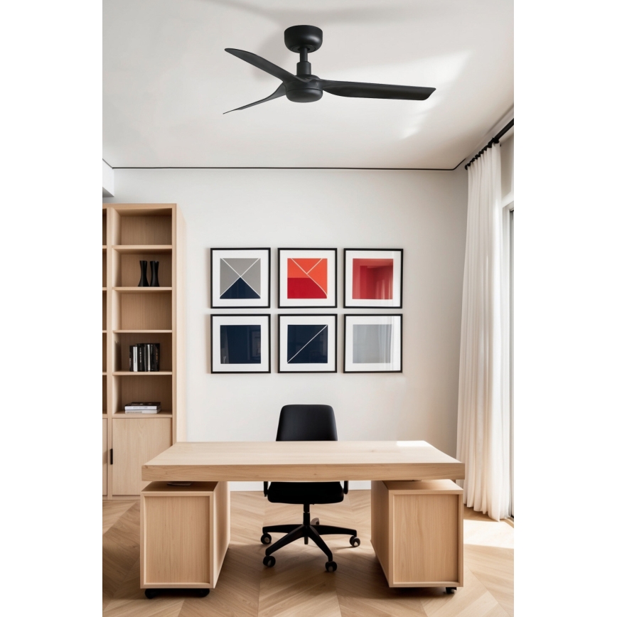 FARO 33822WT - Lubinis ventiliatorius MINI PUNT S juoda diametras 90 cm Wi-Fi Tuya + nuotolinio valdymo pultas