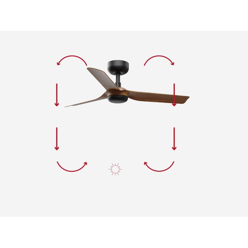 FARO 33823 - Lubinis ventiliatorius MINI PUNT S ruda/juoda diametras 90 cm + nuotolinio valdymo pultas