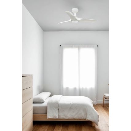FARO 33824WT-1TW - LED Reguliuojamas lubinis ventiliatorius HEY S LED/10W/230V 2700/4000/6000K balta diametras 90 cm Wi-Fi Tuya + nuotolinio valdymo pultas