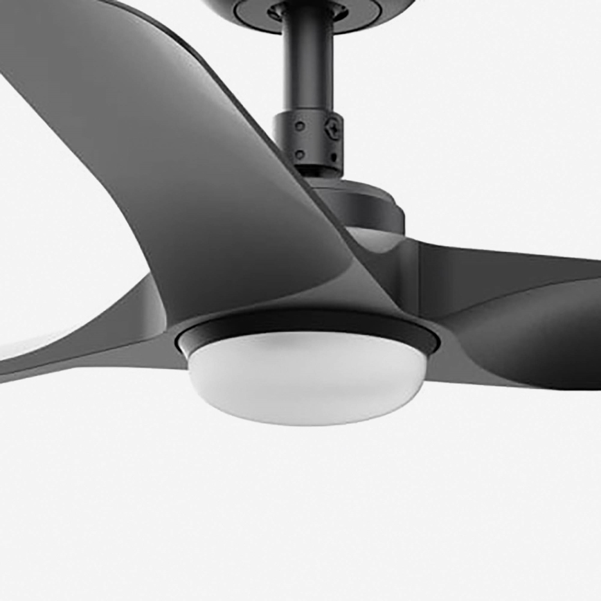 FARO 33825-1TW - Dimeriuojamas LED lubų ventiliatorius HEY S LED/10W/230V 2700/3000/4000K juodas, skersmuo 90 cm + nuotolinis valdymas