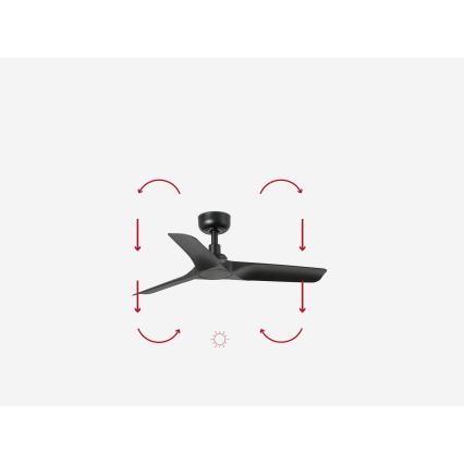 FARO 33825WP - Lubinis ventiliatorius HEY S juodas d. 90 cm SMART + nuotolinio valdymo pultas