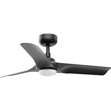 FARO 33825WT-1TW - LED Reguliuojamas lubinis ventiliatorius HEY S LED/10W/230V 2700/4000/6000K juoda diametras 90 cm Wi-Fi Tuya + nuotolinio valdymo pultas