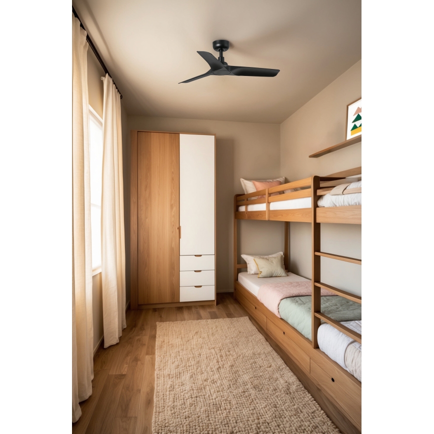 FARO 33825WT - Lubinis ventiliatorius HEY S juoda diametras 90 cm Wi-Fi Tuya + nuotolinio valdymo pultas