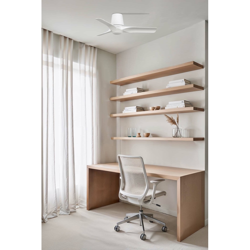 FARO 33826-1TW - LED reguliuojamas lubinis ventiliatorius HEY TUB su LED/10W/230V 2700/3000/4000K, balta, skersmuo 90 cm + su nuotoliniu pulteliu