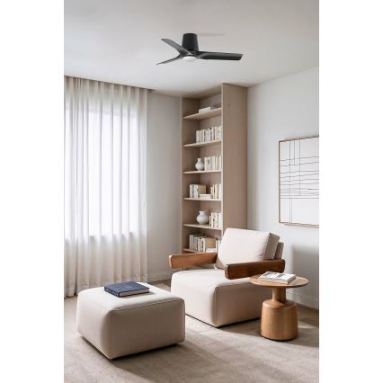FARO 33827-1TW - LED Reguliuojamas lubinis ventiliatorius HEY TUB S LED/10W/230V 2700/4000/6000K juoda diametras 90 cm + nuotolinio valdymo pultas