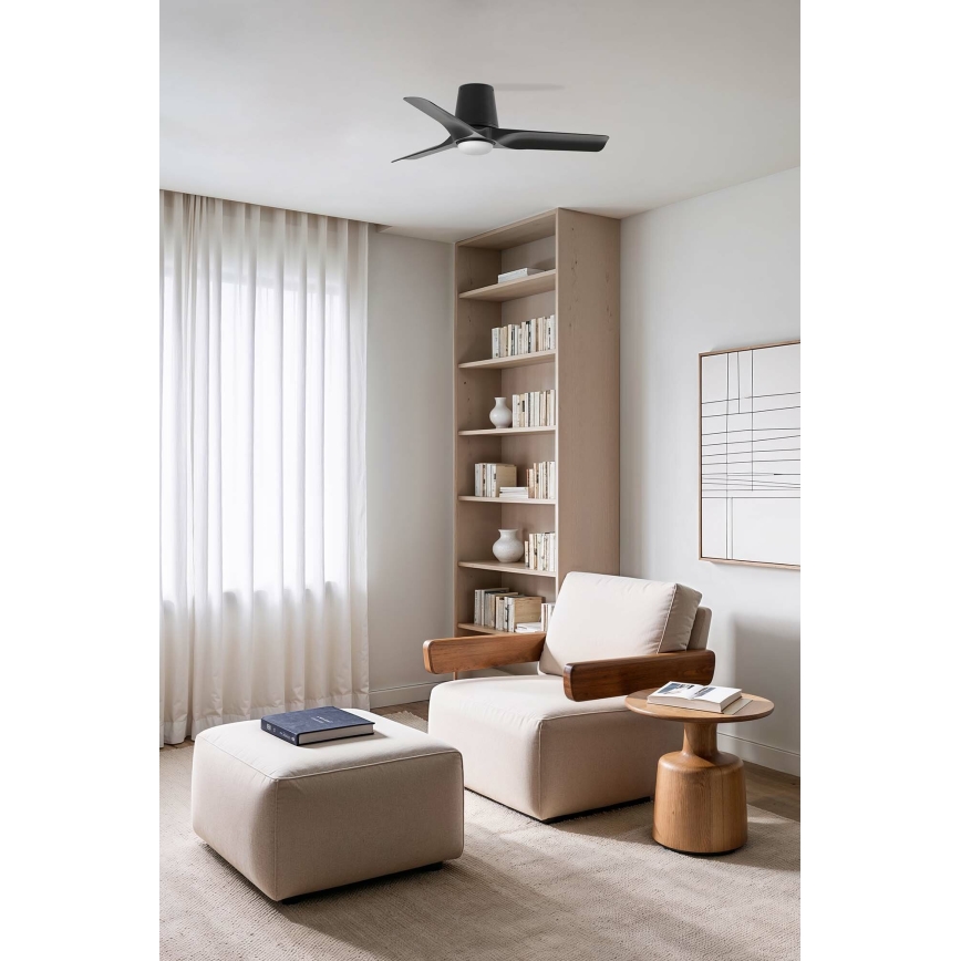 FARO 33827-1TW - LED Reguliuojamas lubinis ventiliatorius HEY TUB S LED/10W/230V 2700/4000/6000K juoda diametras 90 cm + nuotolinio valdymo pultas