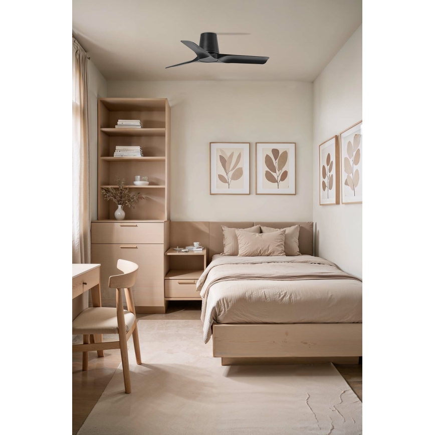 FARO 33827WT - Lubinis ventiliatorius HEY TUB S juoda diametras 90 cm Wi-Fi Tuya + nuotolinio valdymo pultas