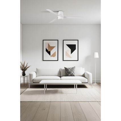 FARO 33828-1TW - LED dimeriuojamas lubų ventiliatorius PUNT TUB M LED/18W/230V 2700/3000/4000K Ø 130 cm, baltas + nuotolinio valdymo pultas