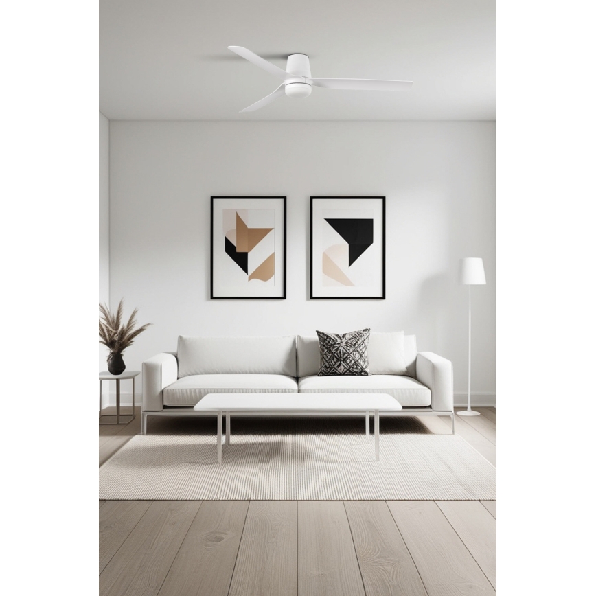 FARO 33828-1TW - LED dimeriuojamas lubų ventiliatorius PUNT TUB M LED/18W/230V 2700/3000/4000K Ø 130 cm, baltas + nuotolinio valdymo pultas