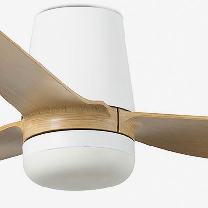 FARO 33829-1TW - LED Reguliuojamas lubinis ventiliatorius PUNT TUB M LED/18W/230V 3000/4200/6500K diametras 130 cm balta/brown+ nuotolinio valdymo pultas